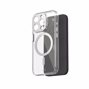 Moshi iGlaze MagSafe vāciņš ierīcei iPhone 15 Pro, caurspīdīgs ar “Luna Silver” krāsas detaļām