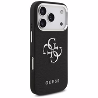 Guess Grained Big 4G Classic Logo viedtālruņa apvalks iPhone 17 Pro - melns