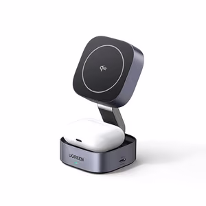 Ugreen W702 3-in-1 Wireless Charger with MagSafe / Qi2 and USB-C Port for Phone / Headphones - black