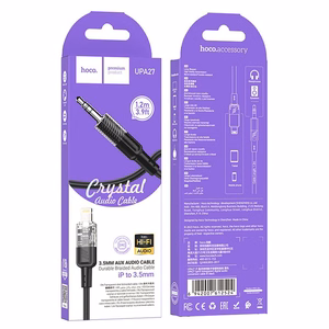 AUX kabelis Jack 3,5 mm uz Lightning Hoco 1,2 m UPA27 melns
