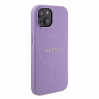 Guess GUHMP15SPSAHMCU iPhone 15 6.1" violets/violets cietais apvalks Saffiano MagSafe