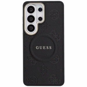 Guess Saffiano Peony Embossed Ring MagSafe maciņš Samsung Galaxy S26 Ultra melns