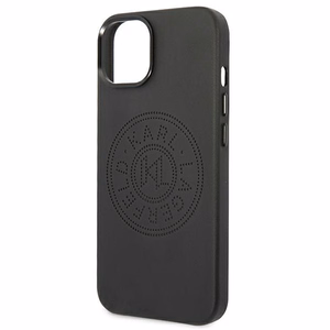 Karl Lagerfeld ādas perforēts logotipa apvalks viedtālrunim iPhone 14 Plus - melns