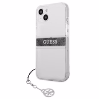 Guess GUHCP13SKB4GGR iPhone 13 mini 5.4" caurspīdīgs cietais apvalks 4G Pelēka Siksniņas Šarms