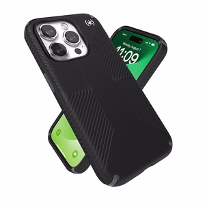 Speck Presidio2 Grip MagSafe vāciņš ierīcei iPhone 15 Pro, melns ar slānekļpelēkām detaļām