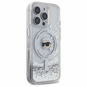 Karl Lagerfeld Liquid Glitter Karl Head Magsafe Case for iPhone 16 Pro - Clear