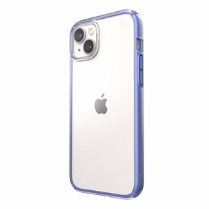 Speck Presidio Perfect-Clear with Impact Geometry vāciņš ierīcei iPhone 15 Plus / 14 Plus, ar Microban pretmikrobu aizsardzību, “Clear / Grounded Purple” krāsu kombinācija