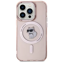 Karl Lagerfeld IML Choupette magnētiskais viedtālruņa apvalks iPhone 15 Pro - rozā
