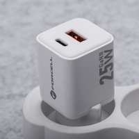 FORCELL F-ENERGY Mini GaN III VT-25B ceļojumu lādētājs ar 1 x Type C + 1x USB A ligzdām, PD QC4.0 25W balts