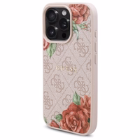 Guess GUHMP16LP4ROPEMCP iPhone 16 Pro 6.3" rozā/rozā cietais apvalks 4G Ziedu Druka Magnētiskais