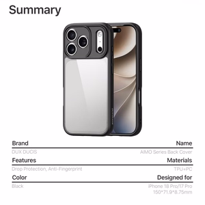 DUX DUCIS AIMO aizsargvāciņš ierīcei iPhone 18 Pro / 17 Pro, krāsa – melna