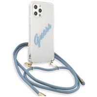 Guess GUHCP12LCRTVSBL iPhone 12 Pro Max 6.7" zils/zils cietais apvalks Script Vintage