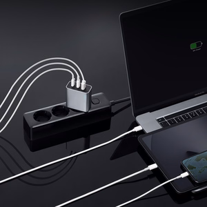 Cuktech 65W GaN sienas lādētājs 2xUSB-C 1xUSB-A pelēks