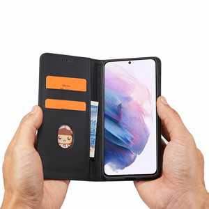 Magnētiskais karšu apvalks Samsung Galaxy S22 + (S22 Plus) maciņš karšu turētājs melns