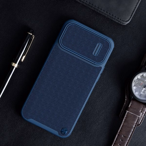 Nillkin Textured S Case для iPhone 14, бронированный чехол с защитой камеры, синий