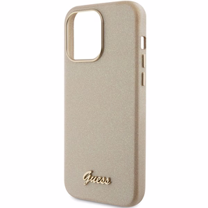 Guess Glitter Glossy Script Viedtālruņa apvalks iPhone 15 Pro Max - zelts