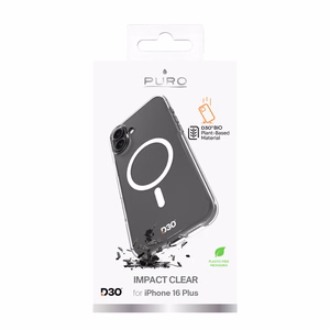 Puro Impact Clear D3O MagSafe silikona viedtālruņa apvalks iPhone 16 Plus - caurspīdīgs