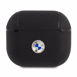 BMW Genuine Leather Silver Logo чехол для AirPods 3 - чёрный