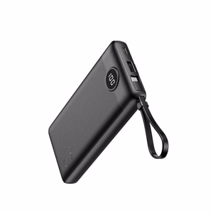 Portatīvais lādētājs Veger W1116 melns 10000mAh (PD / QC3.0) + integrēts 3in1 kabelis