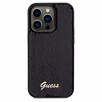 Guess Sequin Script Metal viedtālruņa apvalks iPhone 14 Pro Max – melns