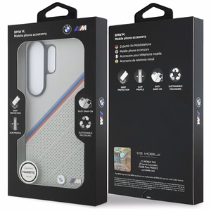 BMW Tricolor Metal Logo MagSafe maciņš priekš Samsung Galaxy S26 Ultra pelēks