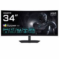 GIGABYTE G34WQC2 34" WQHD izliekts spēļu monitors - 3440 x 1440, 1500R, 200 Hz, 1 ms, 450 cd/m2, AMD FreeSync Premium, DisplayHDR 400, HDMI 2.0, Displayport 1.4
