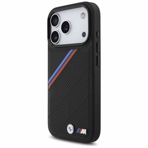 BMW M trīskrāsu metāla logotipa magnētiskais viedtālruņa apvalks iPhone 17 Pro - melns