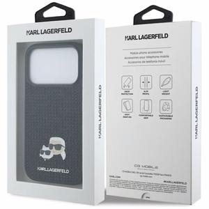 Karl Lagerfeld Rhinestones Karl&Choupette piespraudņu futrālis iPhone 17 Pro - Melns