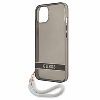 Guess GUHCP13SHTSGSK iPhone 13 mini 5.4" melns/melns cietais viedtālruņa apvalks ar caurspīdīgu dizainu Stap