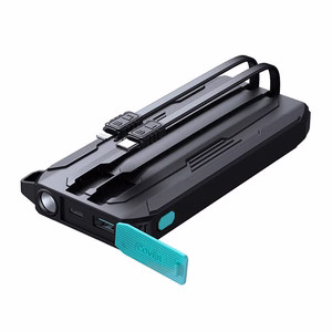 Powerbank Joyroom JR-L017 10000mAh, 22,5 W, ar Lightning + USB-C kabeli (melns)