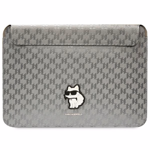 Karl Lagerfeld Saffiano Monogramma Choupette apvalks 14" klēpjdatoram - sudraba