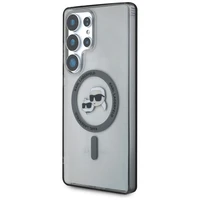 Viedtālruņa apvalks Karl Lagerfeld Button Karl & Choupette Heads Printed Logo Magnētiskais Samsung Galaxy S25 Ultra melns