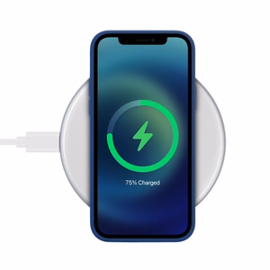 Crong PowerSpot Qi 15 W USB-C bezvadu lādētājs ar rūdīta stikla pārklājumu, sudraba krāsā un balts