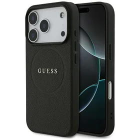 Guess Graudains Gredzens Magnētiskais viedtālruņa apvalks iPhone 17 Pro - melns