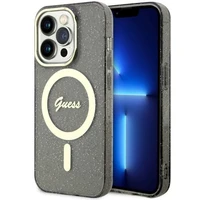 Guess GUHMP14LHCMCGK iPhone 14 Pro 6.1" melns/melns cietais apvalks Spīdumi Zelts MagSafe