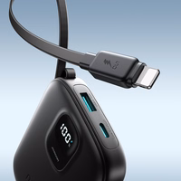 Joyroom JR-PBF18 22.5W 10000mAh portatīvais lādētājs ar iebūvētu Lightning kabeli + USB-C kabelis 0.25 cm - melna