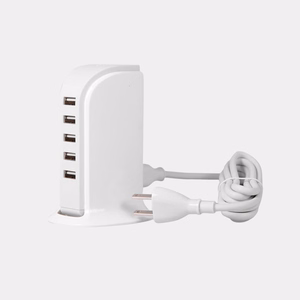 Dudao 5x USB lādētājs ar iebūvētu ES strāvas kabeli balts (A5EU)