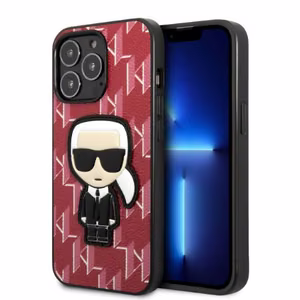 Karl Lagerfeld KLHCP13XPMNIKPI Viedtālruņa apvalks iPhone 13 Pro Max 6.7" - sarkans (m) Monogram Ikonik Patch