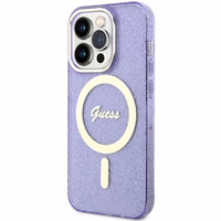 Guess GUHMP14XHCMCGU iPhone 14 Pro Max 6.7" violets cietais apvalks Glitter Gold Magnētiskais