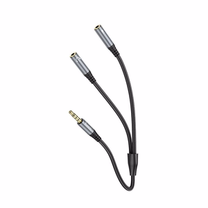 Kabel AUX 2w1 Jack 3,5 mm (męski) do 2 x Jack 3,5 mm (żeński) Hoco 0,25 m UPA21 pelēks (SC)