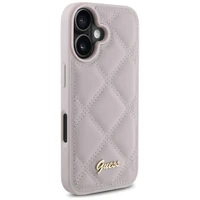 Guess stepēts metāla logotips viedtālruņa apvalks iPhone 16 - rozā