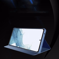 Caurspīdīgā skata apvalks Samsung Galaxy S25+ ar vāciņu - zils