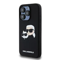 Karl Lagerfeld silikona Karl&Choupette magnētiskais viedtālruņa apvalks iPhone 15 Pro - melns