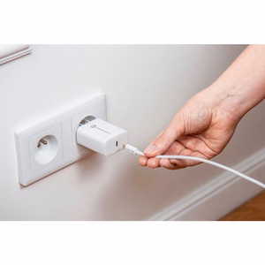 FORCELL F-ENERGY TFK-TC-25WPD ceļojumu lādētājs Type C + kabelis Type C uz Type C PD Q.C 3A 25W balts