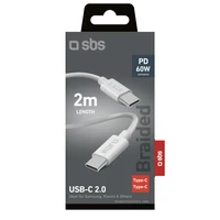 SBS TECABLETISSUETCC2G kabelis 2 x USB-C 2 m 60W ar Power Delivery - pelēks
