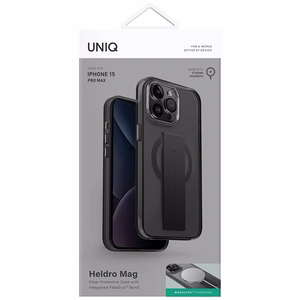 Uniq Heldro Mag Magclick uzlādes viedtālruņa apvalks iPhone 15 Pro Max - melna