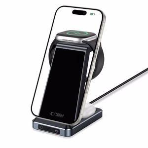 Tech-Protect QI15W-A26 indukcijas lādētājs 15W 3in1 viedtālruņiem / austiņām / Apple Watch - melns