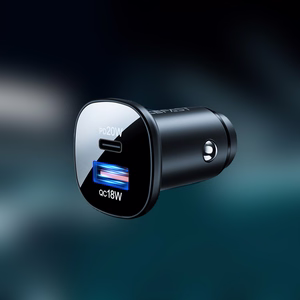 Acefast automašīnas lādētājs 38W USB Type C / USB, PPS, Power Delivery, Quick Charge 3.0, AFC, FCP melns (B1 melns)