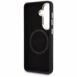 Guess Saffiano Peony Embossed Ring MagSafe maciņš Samsung Galaxy S26+ melns