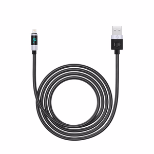 Orico LDA2L USB-A–Lightning, 12 W kabelis ar LED displeju, 0,5 m – melns ar sudraba krāsu